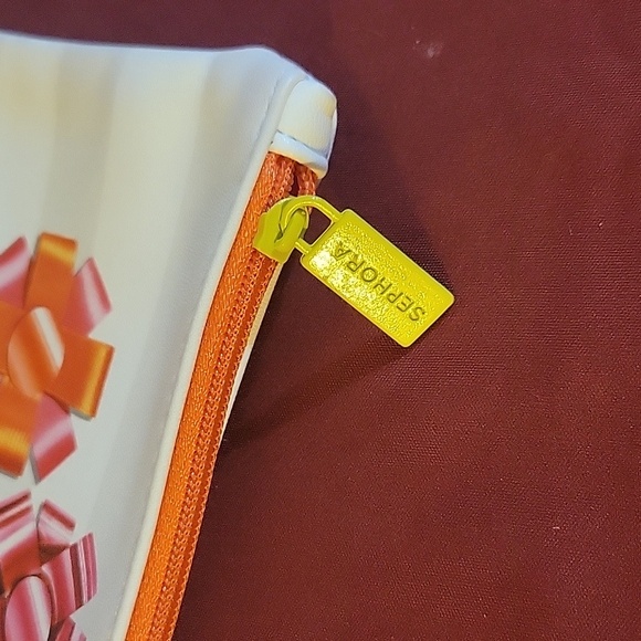 Sephora White and Neon Pink and Yellow Makeup Pouch/ Travel Bag - Picture 3 of 5